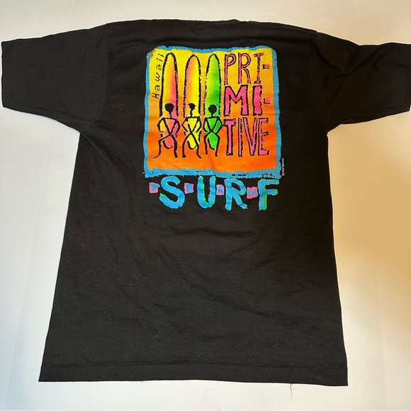 Vintage 90s Primitive Surf Team T Shirt Hawaii Neon Single Stitch - Picture 5 of 8